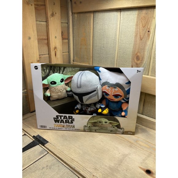 Mattel Star Wars Mandalorian His Name is Grogu 8” Plush Grogu & Ahsoka Tano 3pk - Picture 1 of 6